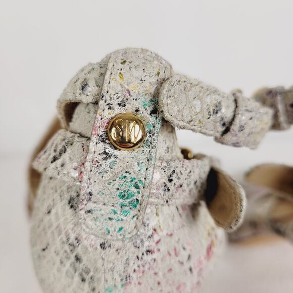 Stuart Weitzman womens rainbow snakeskin strappy high heel sandal size 8.5 - Picture 9 of 11